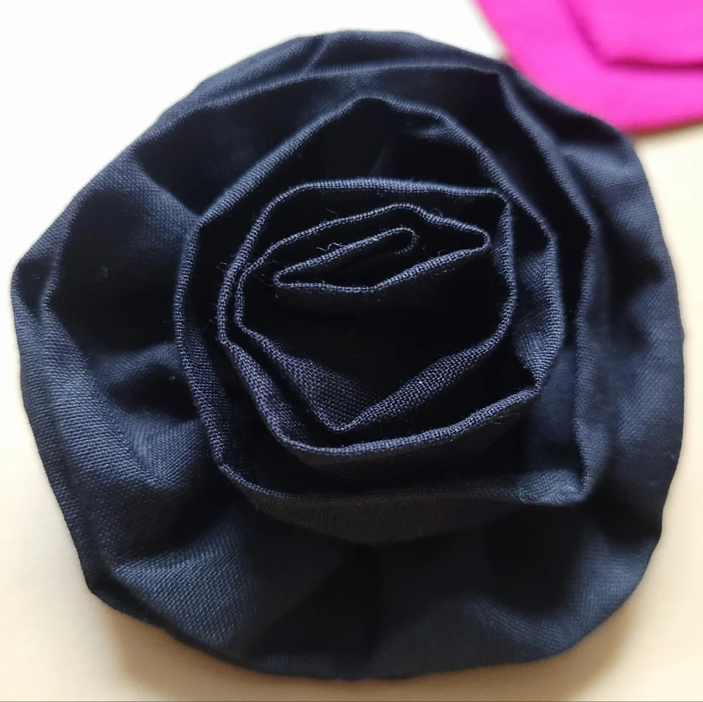 Set Of 2 Fabric Rosette Pins/Brooches/Boutonnieres